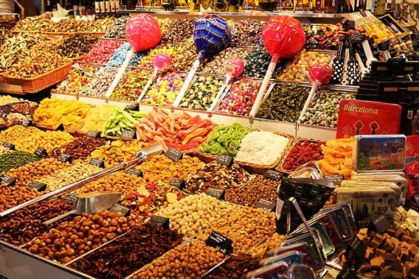 Fresh produce at Mercat de Sant Josep de la Boqueria market